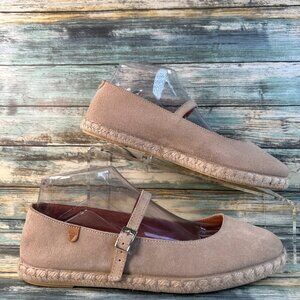 Verbenas Kendra Mary Jane Espadrilles Womens US 8 Beige Suede Buckle Strap Flats